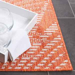 Safavieh Beach House Elegant Indoor/Outdoor Area Rug - Stylish, Durable, And Perfect For Coastal Living Spaces Orange ,Ivory 85% Polypropylene,15% Polyester Bhs264p-26