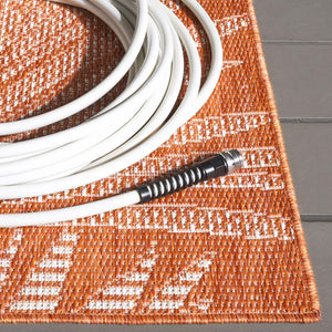 Safavieh Beach House Elegant Indoor/Outdoor Area Rug - Stylish, Durable, And Perfect For Coastal Living Spaces Orange ,Ivory 85% Polypropylene,15% Polyester Bhs264p-26