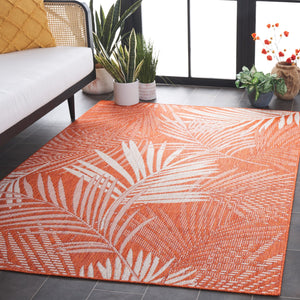 Safavieh Beach House Elegant Indoor/Outdoor Area Rug - Stylish, Durable, And Perfect For Coastal Living Spaces Orange ,Ivory 85% Polypropylene,15% Polyester Bhs264p-26