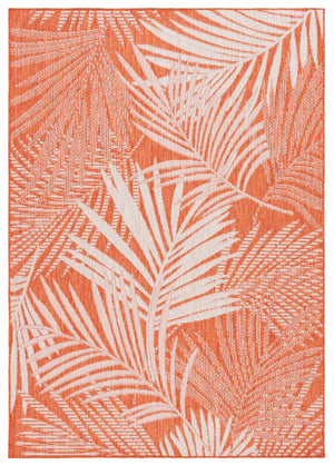 Safavieh Beach House Elegant Indoor/Outdoor Area Rug - Stylish, Durable, And Perfect For Coastal Living Spaces Orange ,Ivory 85% Polypropylene,15% Polyester Bhs264p-26