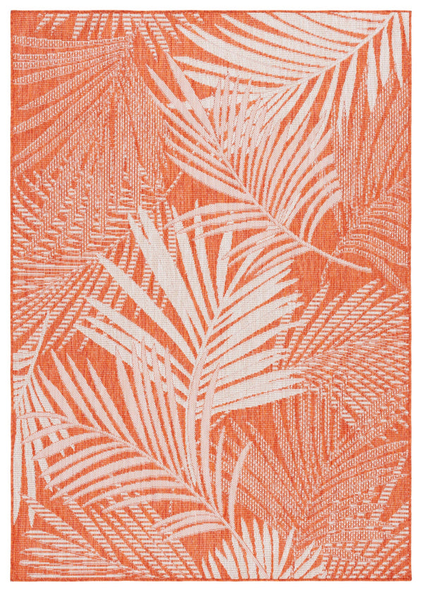 Safavieh Beach House Elegant Indoor/Outdoor Area Rug - Stylish, Durable, And Perfect For Coastal Living Spaces Orange ,Ivory 85% Polypropylene,15% Polyester Bhs264p-26
