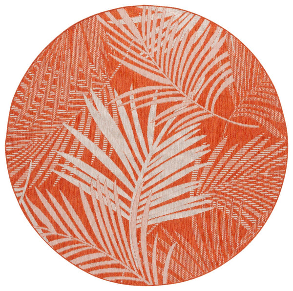 Safavieh Beach House Elegant Indoor/Outdoor Area Rug - Stylish, Durable, And Perfect For Coastal Living Spaces Orange ,Ivory 85% Polypropylene,15% Polyester Bhs264p-26