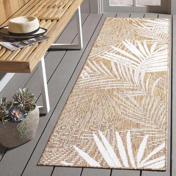 Safavieh Beach House Elegant Indoor/Outdoor Area Rug - Stylish, Durable, And Perfect For Coastal Living Spaces Brown ,Ivory 85% Polypropylene,15% Polyester Bhs264t-26