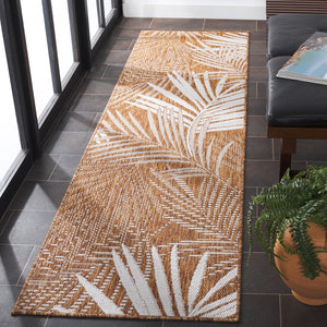 Safavieh Beach House Elegant Indoor/Outdoor Area Rug - Stylish, Durable, And Perfect For Coastal Living Spaces Brown ,Ivory 85% Polypropylene,15% Polyester Bhs264t-26