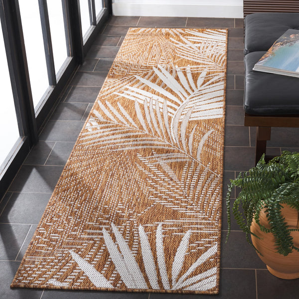 Safavieh Beach House Elegant Indoor/Outdoor Area Rug - Stylish, Durable, And Perfect For Coastal Living Spaces Brown ,Ivory 85% Polypropylene,15% Polyester Bhs264t-26
