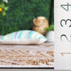 Safavieh Beach House Elegant Indoor/Outdoor Area Rug - Stylish, Durable, And Perfect For Coastal Living Spaces Brown ,Ivory 85% Polypropylene,15% Polyester Bhs264t-26