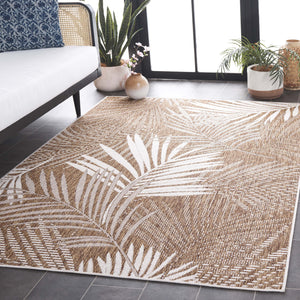 Safavieh Beach House Elegant Indoor/Outdoor Area Rug - Stylish, Durable, And Perfect For Coastal Living Spaces Brown ,Ivory 85% Polypropylene,15% Polyester Bhs264t-26