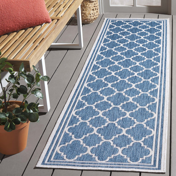 Safavieh Beach House Stylish Area Rug For Modern Decor, Durable Polypropylene & Polyester Blend, Large Size Blue ,Ivory 85% Polypropylene,15% Polyester Bhs266m-7sq