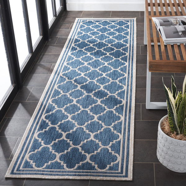 Safavieh Beach House Stylish Area Rug For Modern Decor, Durable Polypropylene & Polyester Blend, Large Size Blue ,Ivory 85% Polypropylene,15% Polyester Bhs266m-7sq