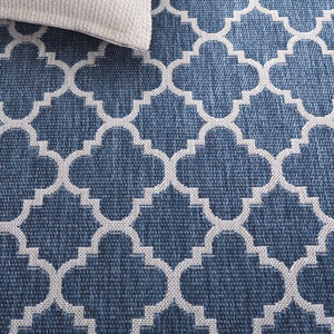 Safavieh Beach House Stylish Area Rug For Modern Decor, Durable Polypropylene & Polyester Blend, Large Size Blue ,Ivory 85% Polypropylene,15% Polyester Bhs266m-7sq