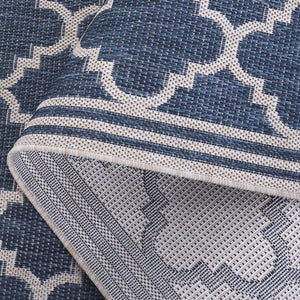 Safavieh Beach House Stylish Area Rug For Modern Decor, Durable Polypropylene & Polyester Blend, Large Size Blue ,Ivory 85% Polypropylene,15% Polyester Bhs266m-7sq