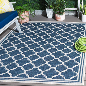 Safavieh Beach House Stylish Area Rug For Modern Decor, Durable Polypropylene & Polyester Blend, Large Size Blue ,Ivory 85% Polypropylene,15% Polyester Bhs266m-7sq