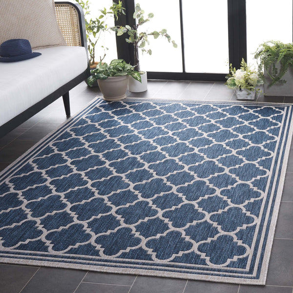 Safavieh Beach House Stylish Area Rug For Modern Decor, Durable Polypropylene & Polyester Blend, Large Size Blue ,Ivory 85% Polypropylene,15% Polyester Bhs266m-7sq