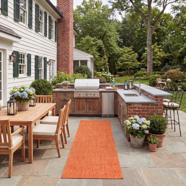 Safavieh Beach House Bold Orange Runner Rug Low Pile Polypropylene Hallway Entryway Accent 2'-2" x 12'-0" BHS274P-212