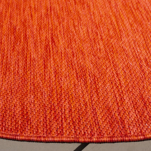 Safavieh Beach House Bold Orange Runner Rug Low Pile Polypropylene Hallway Entryway Accent 5'-3" x 5'-3" Round BHS274P-5R