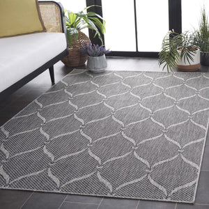 Safavieh Beach House Modern Area Rug - Elegant Charcoal And Grey Design For Indoor & Outdoor Spaces Charcoal ,Grey 85% Polypropylene,15% Polyester Bhs280h-5