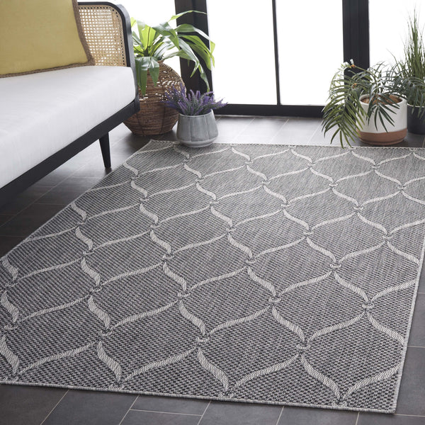 Safavieh Beach House Modern Area Rug - Elegant Charcoal And Grey Design For Indoor & Outdoor Spaces Charcoal ,Grey 85% Polypropylene,15% Polyester Bhs280h-5