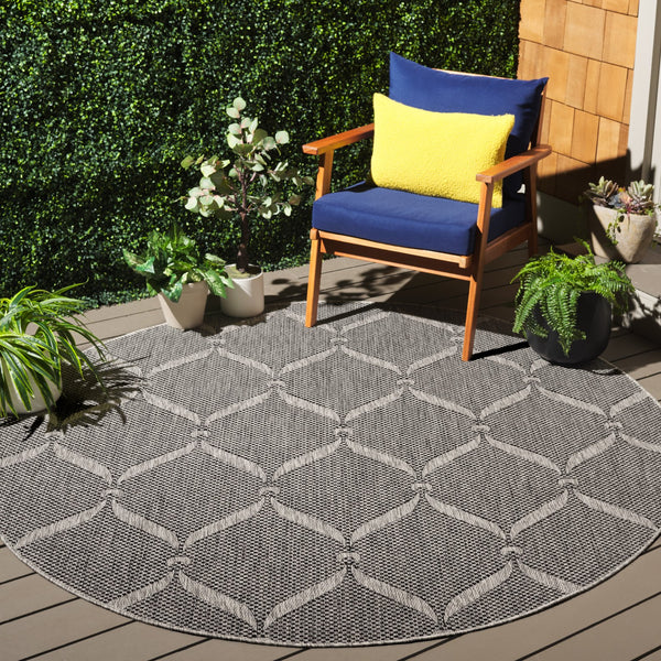 Safavieh Beach House Modern Area Rug - Elegant Charcoal And Grey Design For Indoor & Outdoor Spaces Charcoal ,Grey 85% Polypropylene,15% Polyester Bhs280h-5