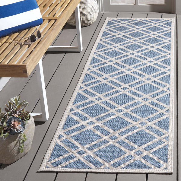 Safavieh Beach Power Loomed Area Rug - Modern Blue And Ivory Design For Indoor And Outdoor Elegance Blue ,Ivory 85% Polypropylene,15% Polyester Bhs282m-8