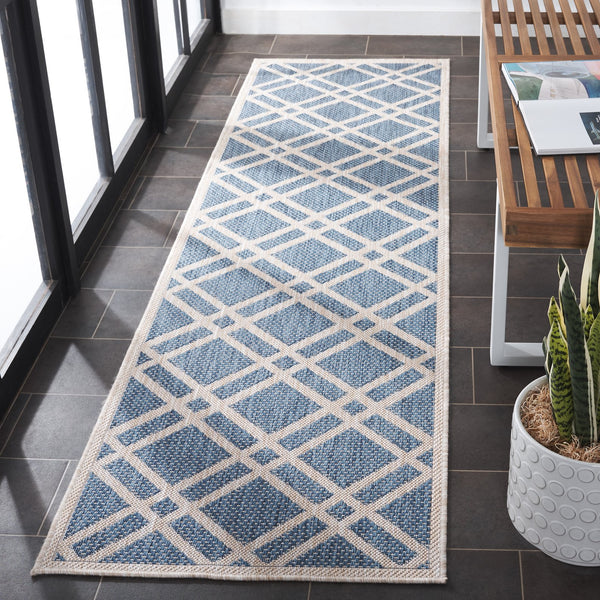 Safavieh Beach Power Loomed Area Rug - Modern Blue And Ivory Design For Indoor And Outdoor Elegance Blue ,Ivory 85% Polypropylene,15% Polyester Bhs282m-8
