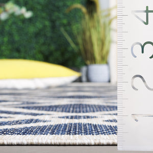 Safavieh Beach Power Loomed Area Rug - Modern Blue And Ivory Design For Indoor And Outdoor Elegance Blue ,Ivory 85% Polypropylene,15% Polyester Bhs282m-8