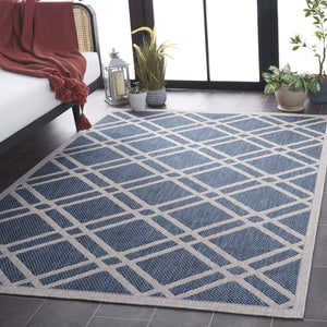 Safavieh Beach Power Loomed Area Rug - Modern Blue And Ivory Design For Indoor And Outdoor Elegance Blue ,Ivory 85% Polypropylene,15% Polyester Bhs282m-8