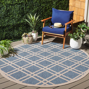 Safavieh Beach Power Loomed Area Rug - Modern Blue And Ivory Design For Indoor And Outdoor Elegance Blue ,Ivory 85% Polypropylene,15% Polyester Bhs282m-8