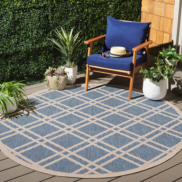 Safavieh Beach Power Loomed Area Rug - Modern Blue And Ivory Design For Indoor And Outdoor Elegance Blue ,Ivory 85% Polypropylene,15% Polyester Bhs282m-8
