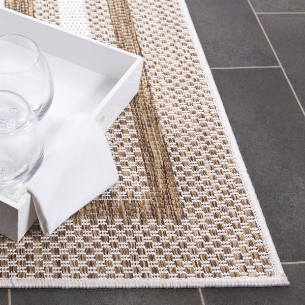 Safavieh Beach Indoor/Outdoor Rug - Elegant Beige And Brown Design, Durable & Comfortable For Any Space Beige ,Brown 85% Polypropylene,15% Polyester Bhs284b-7r