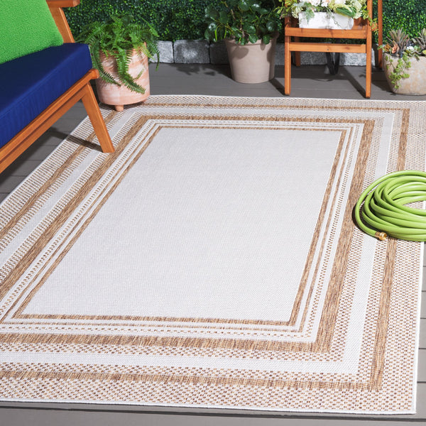 Safavieh Beach Indoor/Outdoor Rug - Elegant Beige And Brown Design, Durable & Comfortable For Any Space Beige ,Brown 85% Polypropylene,15% Polyester Bhs284b-7r