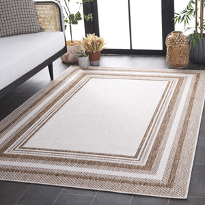 Safavieh Beach Indoor/Outdoor Rug - Elegant Beige And Brown Design, Durable & Comfortable For Any Space Beige ,Brown 85% Polypropylene,15% Polyester Bhs284b-7r