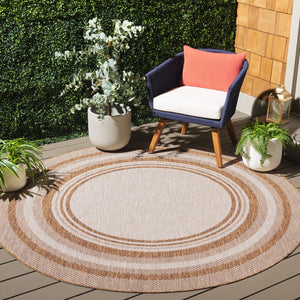 Safavieh Beach Indoor/Outdoor Rug - Elegant Beige And Brown Design, Durable & Comfortable For Any Space Beige ,Brown 85% Polypropylene,15% Polyester Bhs284b-7r