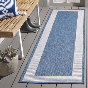 Safavieh Beach Indoor/Outdoor Area Rug - Elegant Blue And Ivory Design For Timeless Charm And Durability Blue ,Ivory 85% Polypropylene,15% Polyester Bhs286m-26