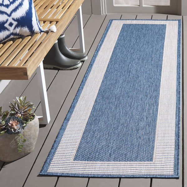 Safavieh Beach Indoor/Outdoor Area Rug - Elegant Blue And Ivory Design For Timeless Charm And Durability Blue ,Ivory 85% Polypropylene,15% Polyester Bhs286m-26