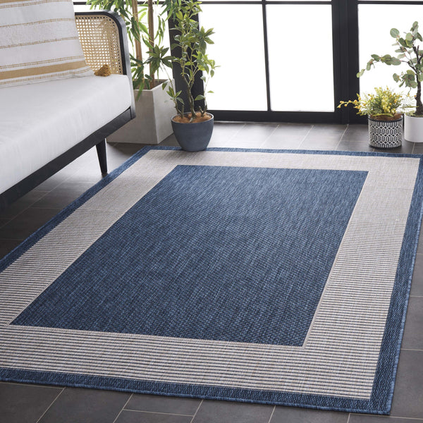 Safavieh Beach Indoor/Outdoor Area Rug - Elegant Blue And Ivory Design For Timeless Charm And Durability Blue ,Ivory 85% Polypropylene,15% Polyester Bhs286m-26