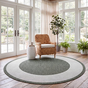 Safavieh Beach House Power Loomed Polypropylene Accent Rug Coastal Calm for Modern Interiors Green 6'-7" x 6'-7" Round BHS286Y-7R