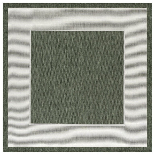 Safavieh Beach House Power Loomed Polypropylene Accent Rug Coastal Calm for Modern Interiors Green 6'-7" x 6'-7" Square BHS286Y-7SQ
