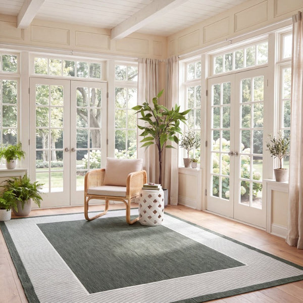 Safavieh Beach House Power Loomed Polypropylene Accent Rug Coastal Calm for Modern Interiors Green 9'-0" x 12'-0" BHS286Y-9