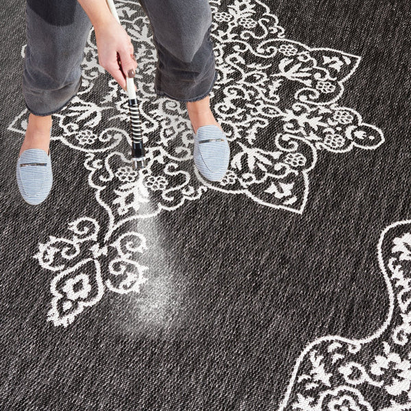 Safavieh Beach Luxury Charcoal And Ivory Area Rug – Stunning Turkish Design For Indoor And Outdoor Spaces Charcoal ,Ivory 85% Polypropylene,15% Polyester Bhs292h-8