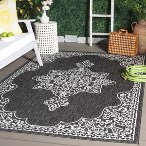 Safavieh Beach Luxury Charcoal And Ivory Area Rug – Stunning Turkish Design For Indoor And Outdoor Spaces Charcoal ,Ivory 85% Polypropylene,15% Polyester Bhs292h-8