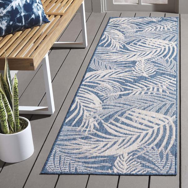 Safavieh Beach Modern Elegance Area Rug – Stylish Charcoal & Ivory Design For Indoor/Outdoor Spaces Blue ,Ivory 85% Polypropylene,15% Polyester Bhs294m-8