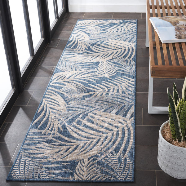 Safavieh Beach Modern Elegance Area Rug – Stylish Charcoal & Ivory Design For Indoor/Outdoor Spaces Blue ,Ivory 85% Polypropylene,15% Polyester Bhs294m-8