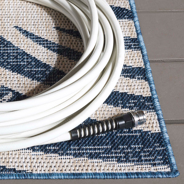 Safavieh Beach Modern Elegance Area Rug – Stylish Charcoal & Ivory Design For Indoor/Outdoor Spaces Blue ,Ivory 85% Polypropylene,15% Polyester Bhs294m-8
