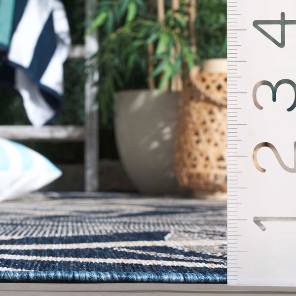 Safavieh Beach Modern Elegance Area Rug – Stylish Charcoal & Ivory Design For Indoor/Outdoor Spaces Blue ,Ivory 85% Polypropylene,15% Polyester Bhs294m-8