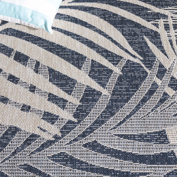 Safavieh Beach Modern Elegance Area Rug – Stylish Charcoal & Ivory Design For Indoor/Outdoor Spaces Blue ,Ivory 85% Polypropylene,15% Polyester Bhs294m-8