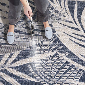 Safavieh Beach Modern Elegance Area Rug – Stylish Charcoal & Ivory Design For Indoor/Outdoor Spaces Blue ,Ivory 85% Polypropylene,15% Polyester Bhs294m-8