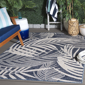 Safavieh Beach Modern Elegance Area Rug – Stylish Charcoal & Ivory Design For Indoor/Outdoor Spaces Blue ,Ivory 85% Polypropylene,15% Polyester Bhs294m-8