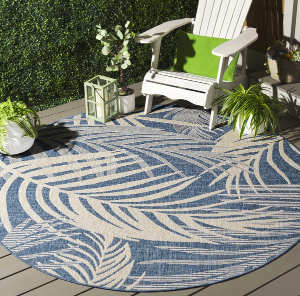 Safavieh Beach Modern Elegance Area Rug – Stylish Charcoal & Ivory Design For Indoor/Outdoor Spaces Blue ,Ivory 85% Polypropylene,15% Polyester Bhs294m-8