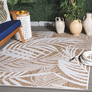 Safavieh Beach Modern Elegance Area Rug – Stylish Charcoal & Ivory Design For Indoor/Outdoor Spaces Brown ,Ivory 85% Polypropylene,15% Polyester Bhs294t-28