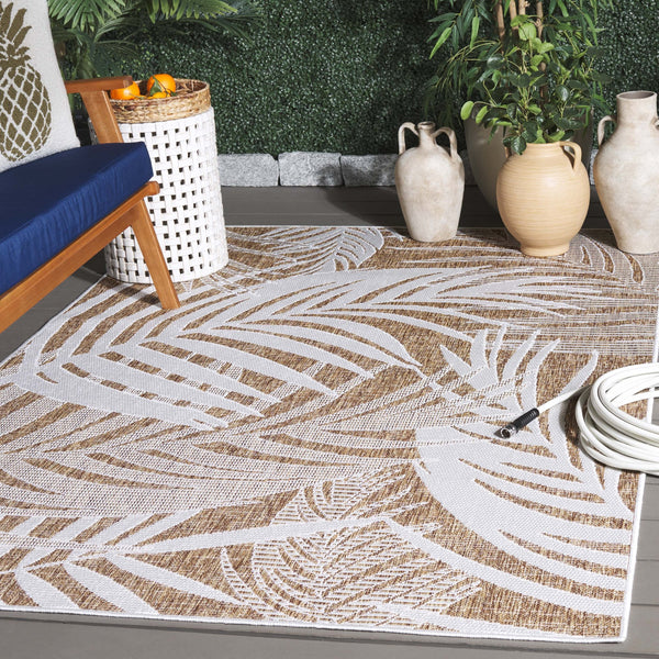 Safavieh Beach Modern Elegance Area Rug – Stylish Charcoal & Ivory Design For Indoor/Outdoor Spaces Brown ,Ivory 85% Polypropylene,15% Polyester Bhs294t-28